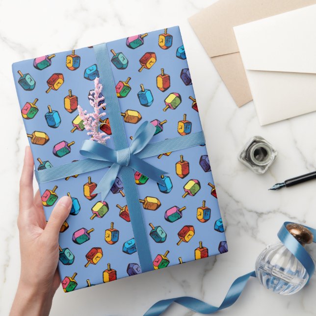Papier Cadeau Chanukah Giftwrap - Dreidels - Judaïque - Grand (Cadeaux)