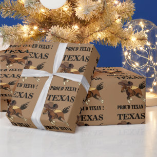 Papier Cadeau Chapeau de Cowboy Cheval Fier Texan Texas