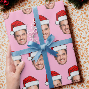 Papier Cadeau Chapeau de Père Noël avec photo de visage personna