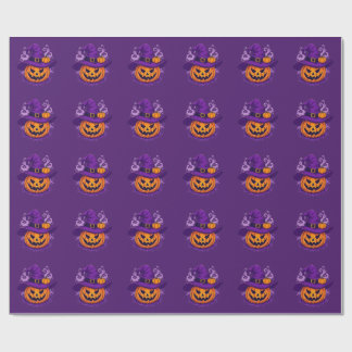 Papier Cadeau Chapeau de sorcière d'Halloween Citrouille Jack-O'