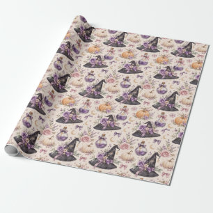 Papier Cadeau Chapeau De Sorcière Potion Citrouille Aquarelle Ca