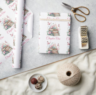 Papier Cadeau Chapitre Un 1er Livre Thème Fille Premier Annivers