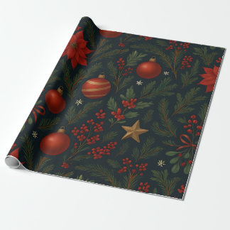 Papier Cadeau Charcoal Bloom - Charcoal Floral Holiday