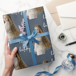 Papier Cadeau Charcoal Blue & Custom Birmingham texte et photo -