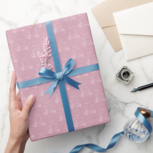 Papier Cadeau Chariots de golf et clubs Tonal sur fond rose