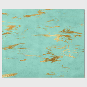 Papier Cadeau Charme brillant de marbre vert-bleu en bon état