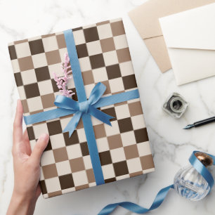 Papier Cadeau Charme Carreaux Moka