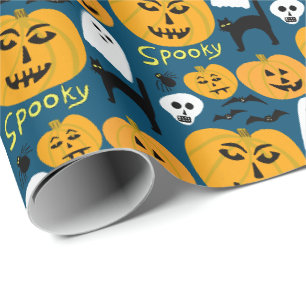 Papier Cadeau Charme Halloween Citrouilles fantôme Éffrayant