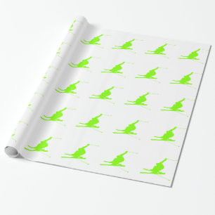 Papier Cadeau Chartreuse, Neon Ski De Neige Vert