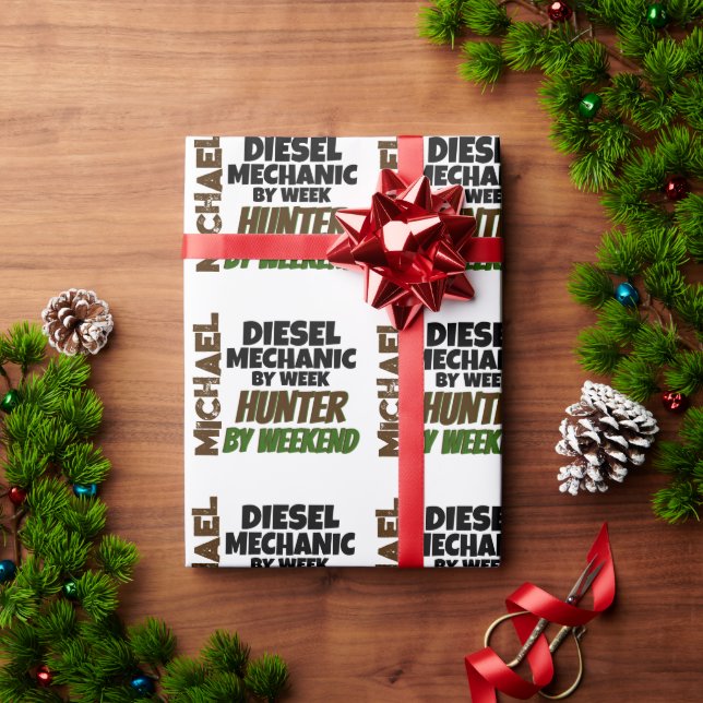 Papier Cadeau Chasse mécanique Diesel (Cadeau de vacances)