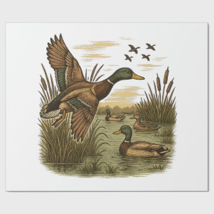 Papier Cadeau Chasse-Rétro-Vol-Caner-Colvert
