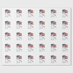 Papier Cadeau Chat américain à poil dur patriotique Design vinta