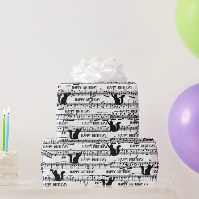 Papier Cadeau Chat Anniversaire Sur Partition (Cadeaux de fête)