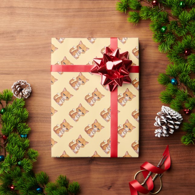 Papier Cadeau Chat avec café (Cadeau de vacances)