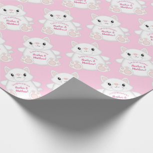 Papier Cadeau Chat Baby shower Kitty Rose