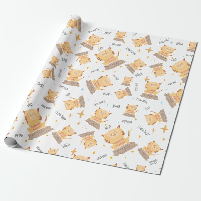 Papier Cadeau Chat - Cute Yoga Chat Pour Amoureux des chats, Yog (Déroulé)