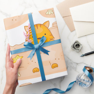 Papier Cadeau Chat Dans Le Sable