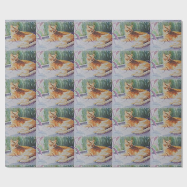 Papier Cadeau Chat de Kitty dans la fenêtre (Plat)