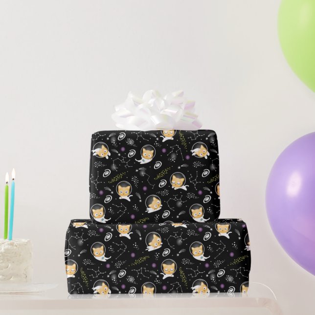 Papier Cadeau Chat de l'espace (Cadeaux de fête)