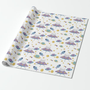 Papier Cadeau Chat de l'espace