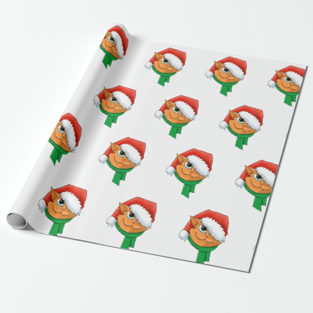 Papier Cadeau Chat de Noël (Déroulé)