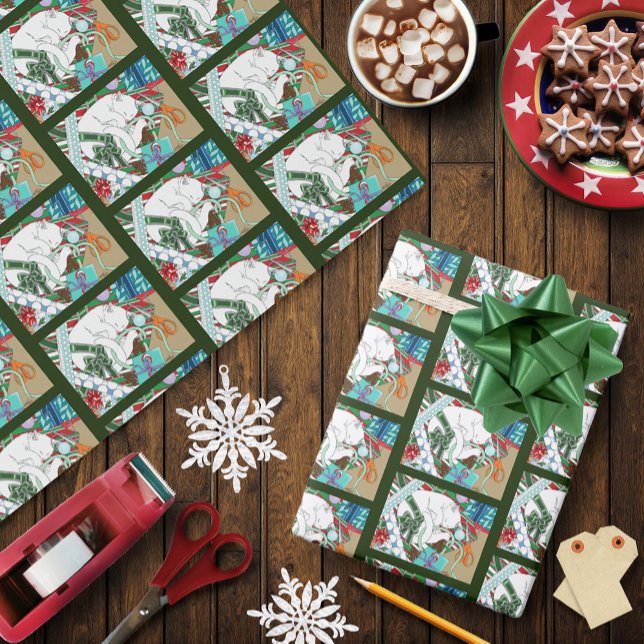 Papier Cadeau Chat de Noël blanc (Créateur téléchargé)