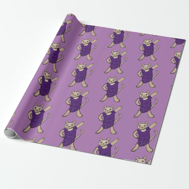 Papier Cadeau Chat Disco (Déroulé)