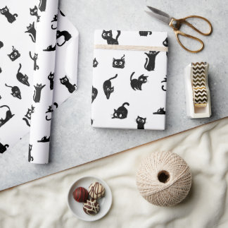 Papier Cadeau Chat drôle et effrayant d'Halloween