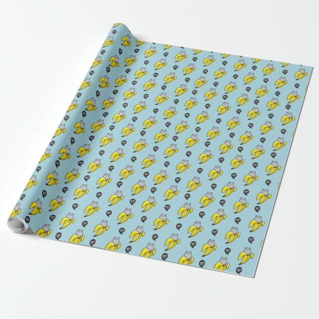 Papier Cadeau Chat en banane (Déroulé)