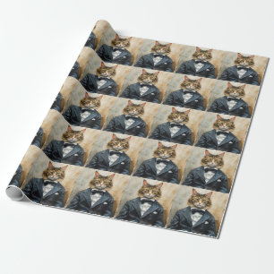 Papier Cadeau Chat en costume