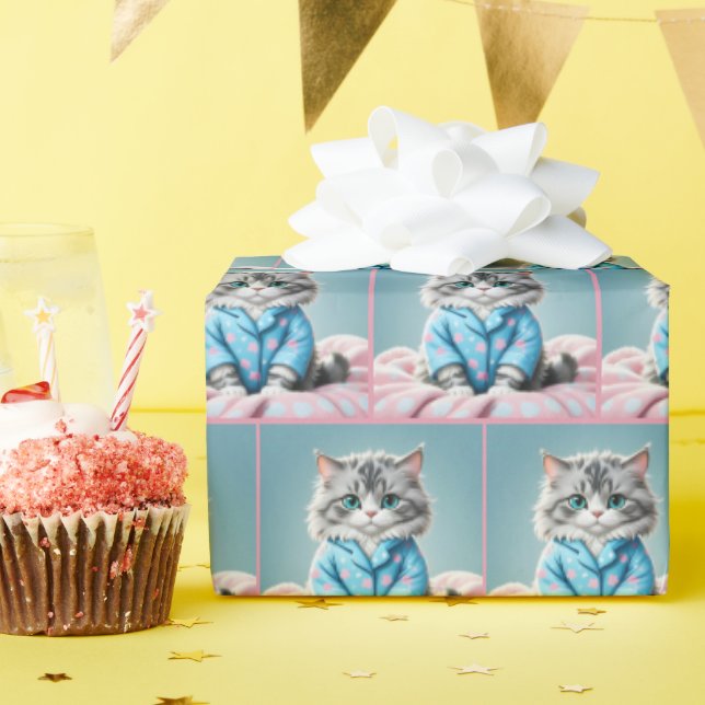 Papier Cadeau Chat En Pajamas (Fête d'anniversaire)
