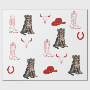 Papier Cadeau chat et cowboys