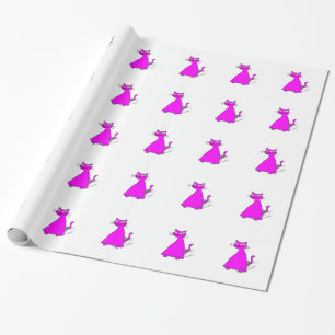 Papier Cadeau Chat gras rose