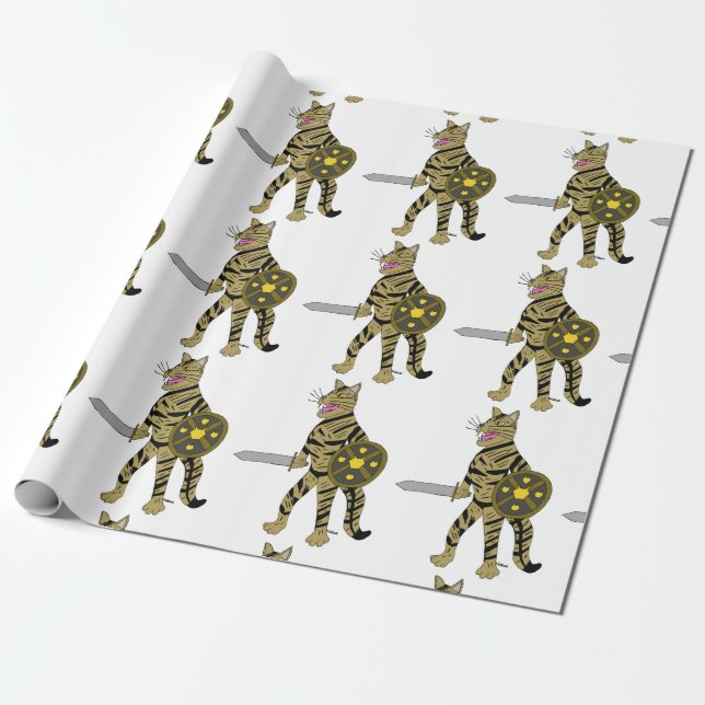 Papier Cadeau Chat guerrier (Déroulé)