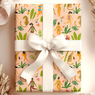 Papier Cadeau Chat Léopard Motif Tribal Africain Jungle Tropical