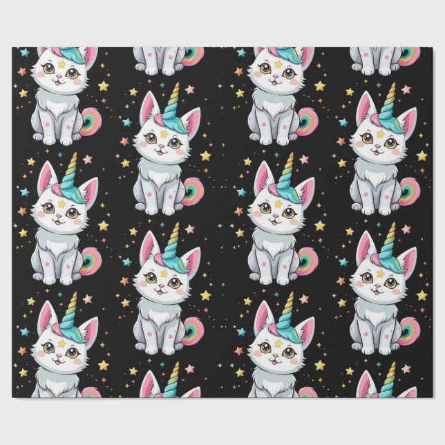 Papier Cadeau chat mignon Caticorn (Couture)