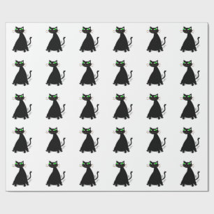 Papier Cadeau Chat noir gras aux yeux verts