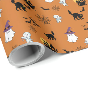 Papier Cadeau Chat noir mignon Halloween
