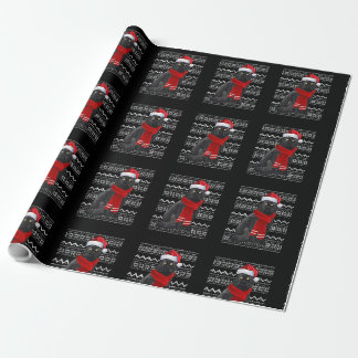 Papier Cadeau Chat Noir Santa Hat UGLY Pajama Cadeaux Ca