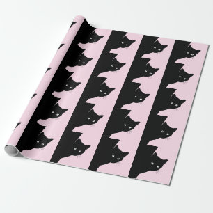 Papier Cadeau Chat noir Sly rose