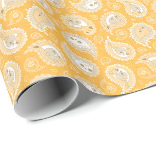 Papier Cadeau Chat Paisley - Vanille