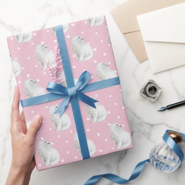 Papier Cadeau Chat persan à points (Cadeaux)
