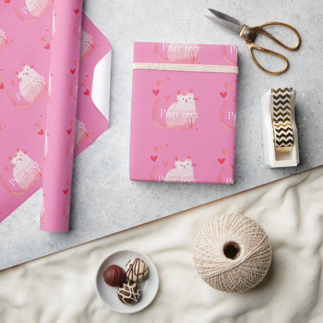 Papier Cadeau Chat rose (Artisanat)