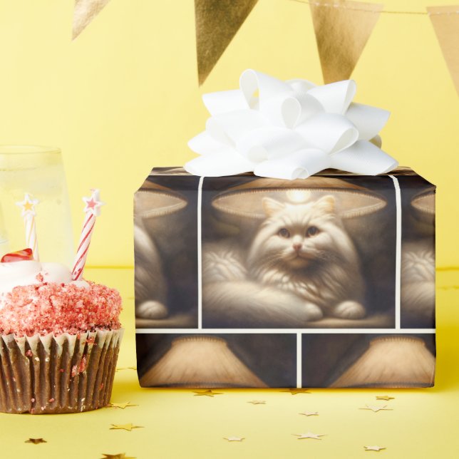 Papier Cadeau Chat sous une peinture à l'abat-jour (Fête d'anniversaire)