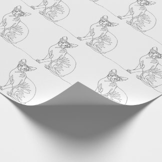 Papier Cadeau Chat Sphynx Dessiné à la Main - Art en Ligne Minim