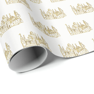 Papier Cadeau Château héraldique vintage #2 Crest Faux Gold