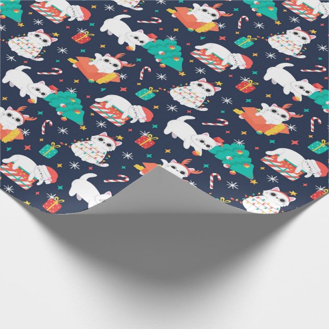 Papier Cadeau Chatons de Noël (Coin)