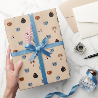 Papier Cadeau Chats à mâchoires supérieures (Double Pearl Lusta)