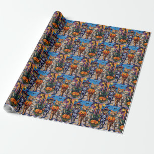 Papier Cadeau Chats abyssins faisant Trick-or-Treating en costum
