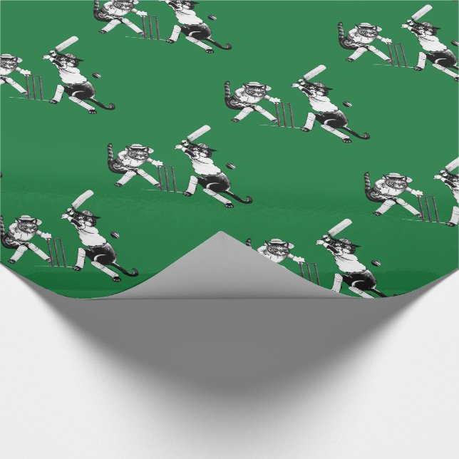 Papier Cadeau Chats amusants jouant au cricket (Coin)